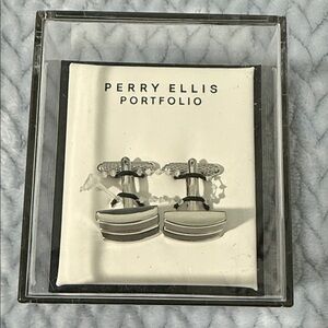 Perry Ellis Portfolio Silver Cufflinks